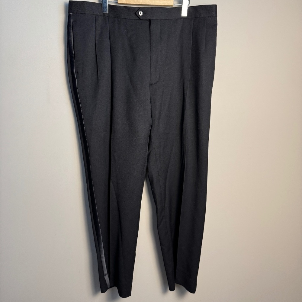 Pronto Uomo Men's 100% Wool Dress Pants‎ Black Size Tag: 40 Leg Stripe Formal